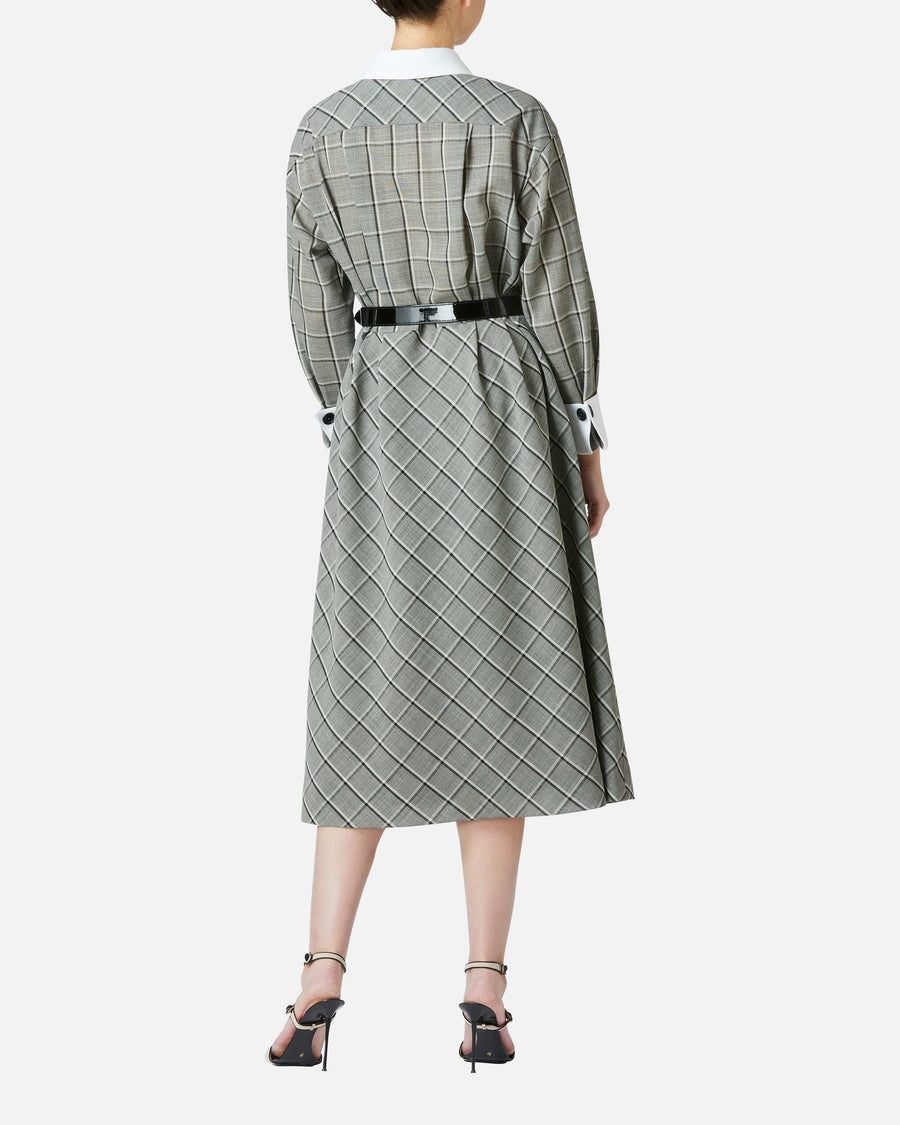 Wool voile check dress