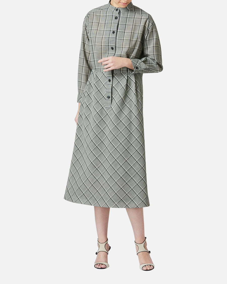 Wool voile check dress