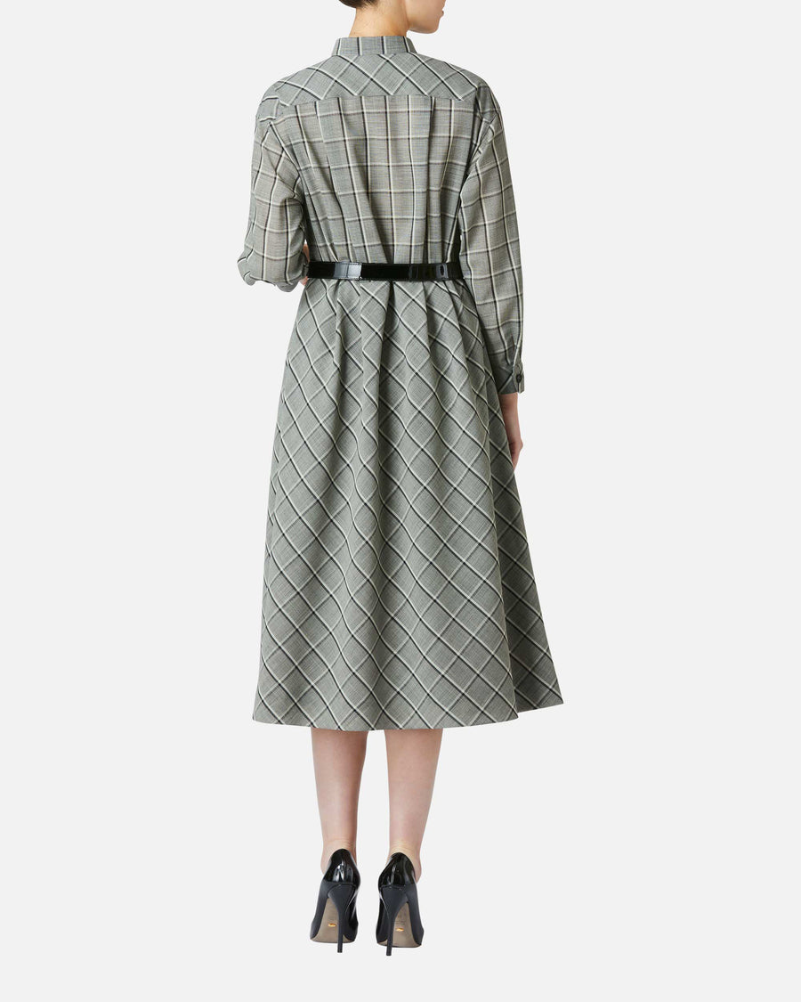 Wool voile check dress