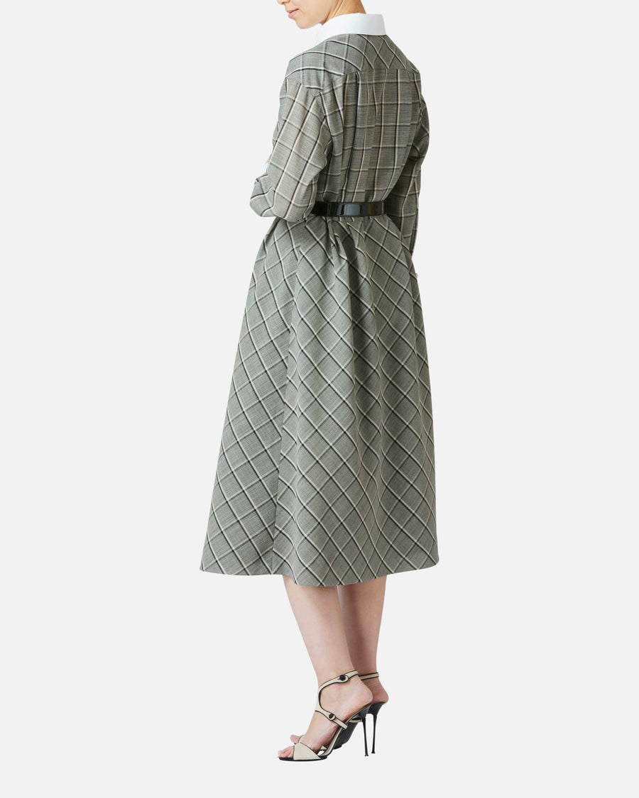 Wool voile check dress