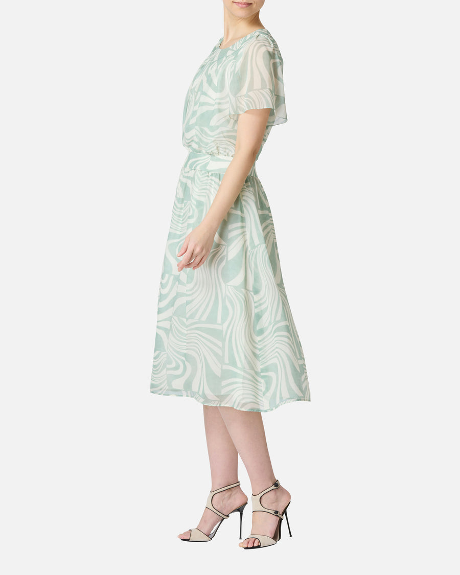 Marble silk georgette dress