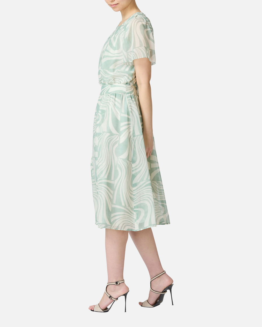 Marble silk georgette dress