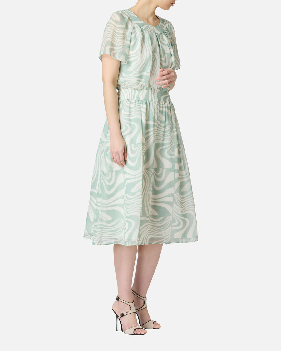 Marble silk georgette dress