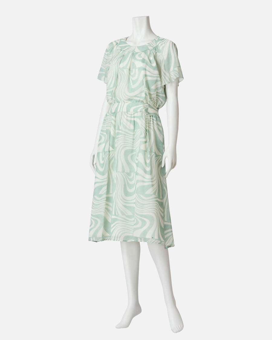 Marble silk georgette dress