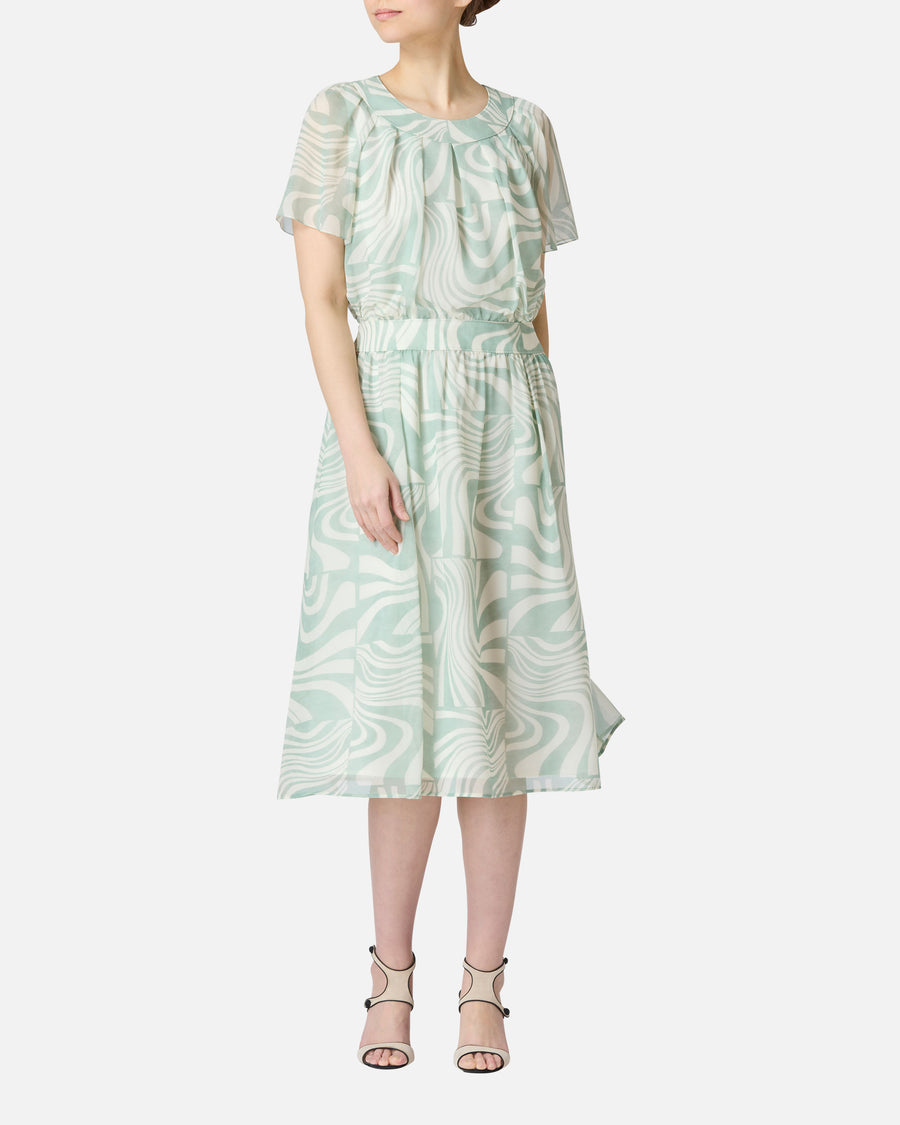Marble silk georgette dress