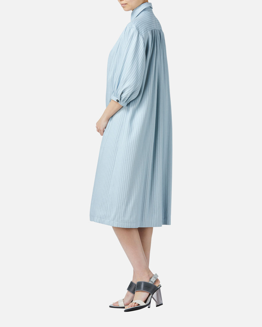 Belted striped shirt dress