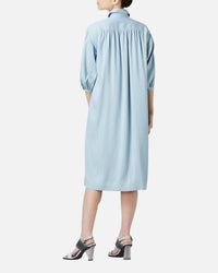Belted striped shirt dress