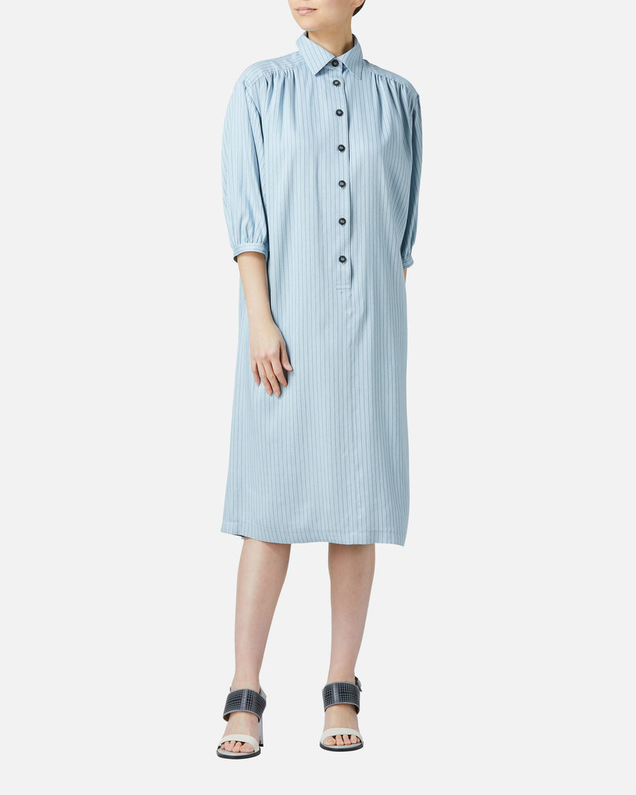 Belted striped shirt dress