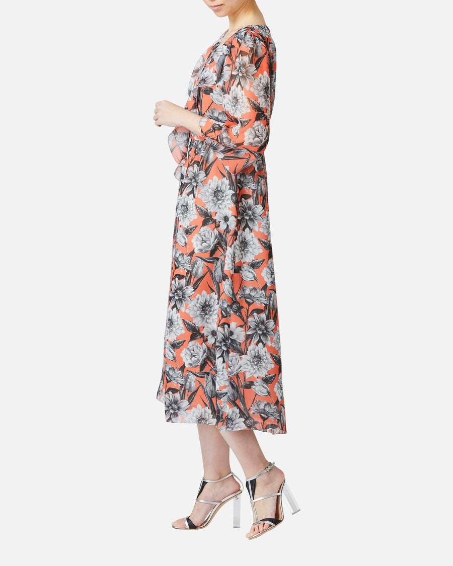 Floral print chiffon dress