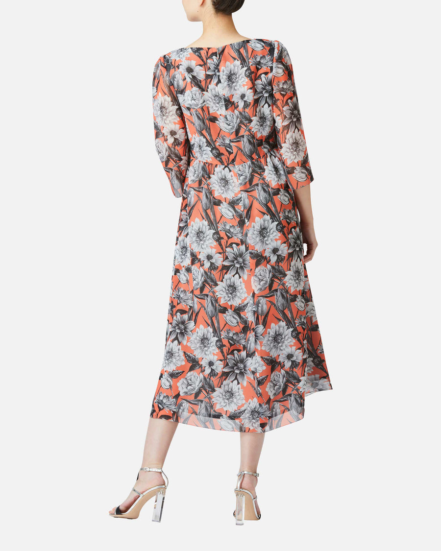 Floral print chiffon dress