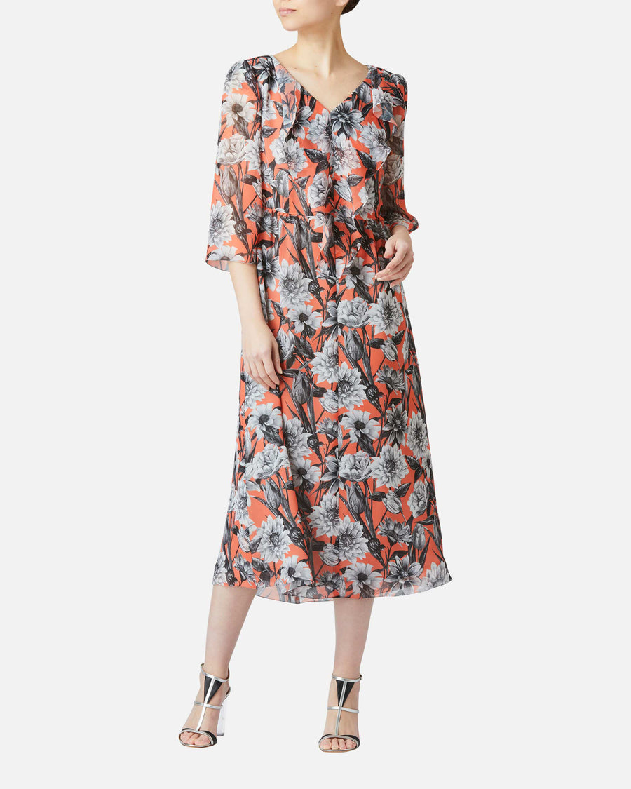 Floral print chiffon dress