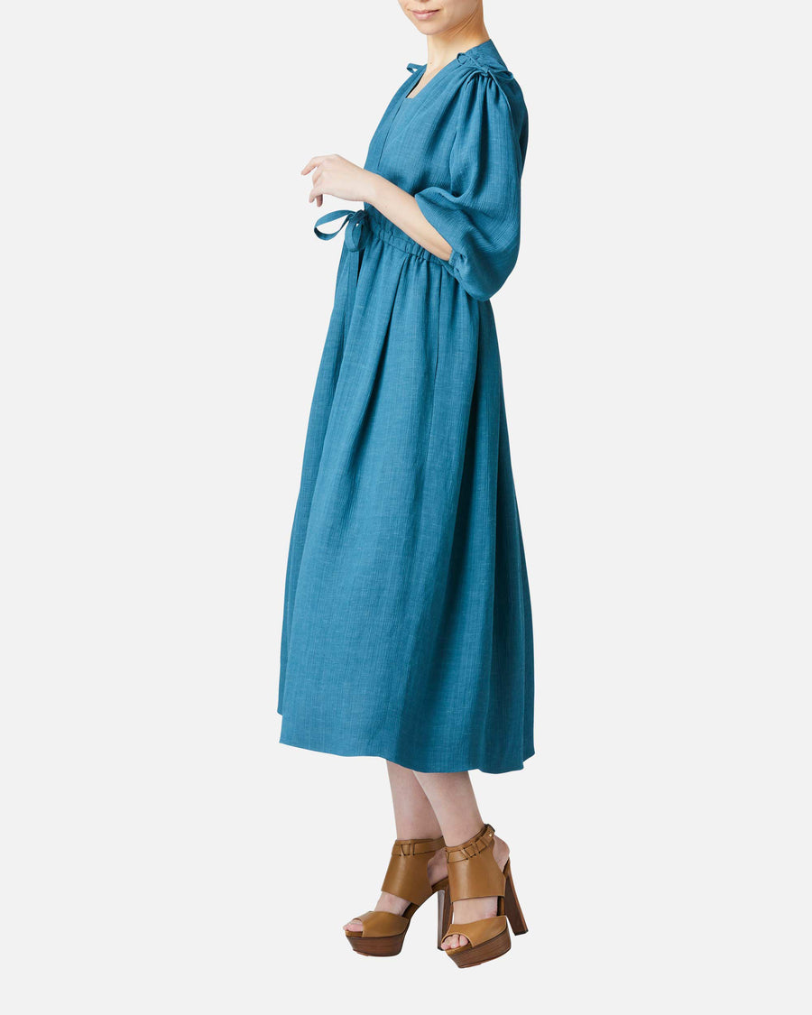 Crepe waist gathered dress