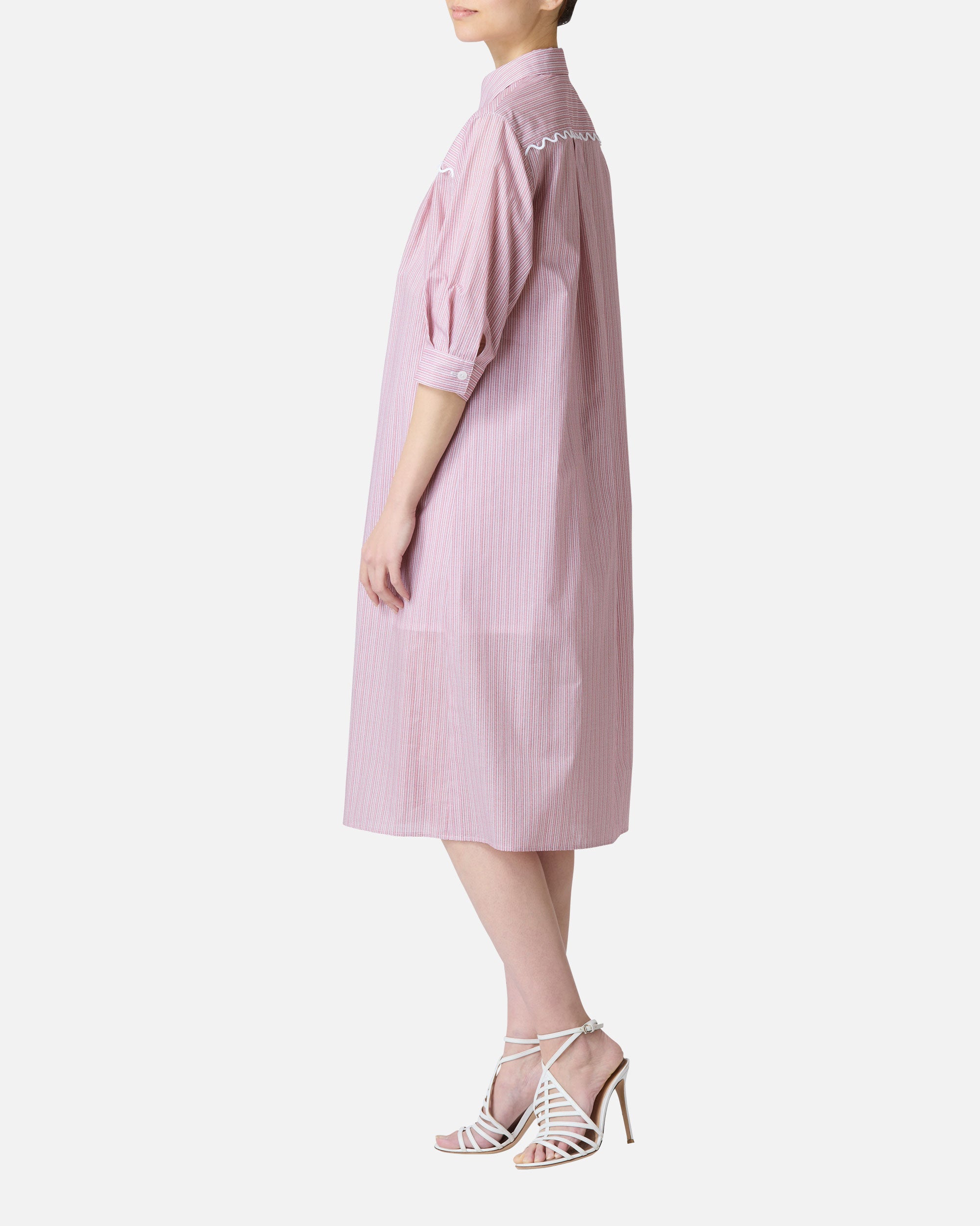 Geometric striped shirt dress