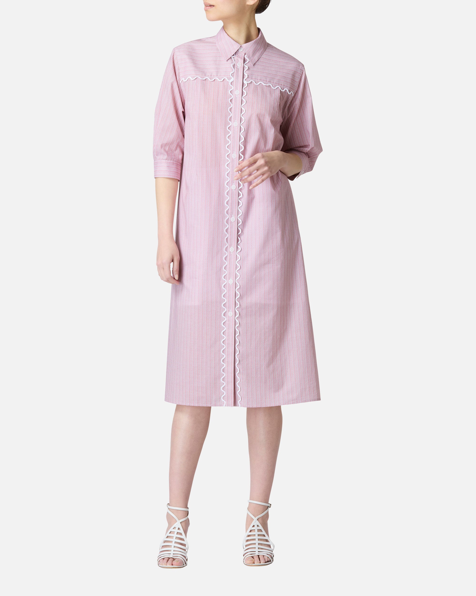 Geometric striped shirt dress