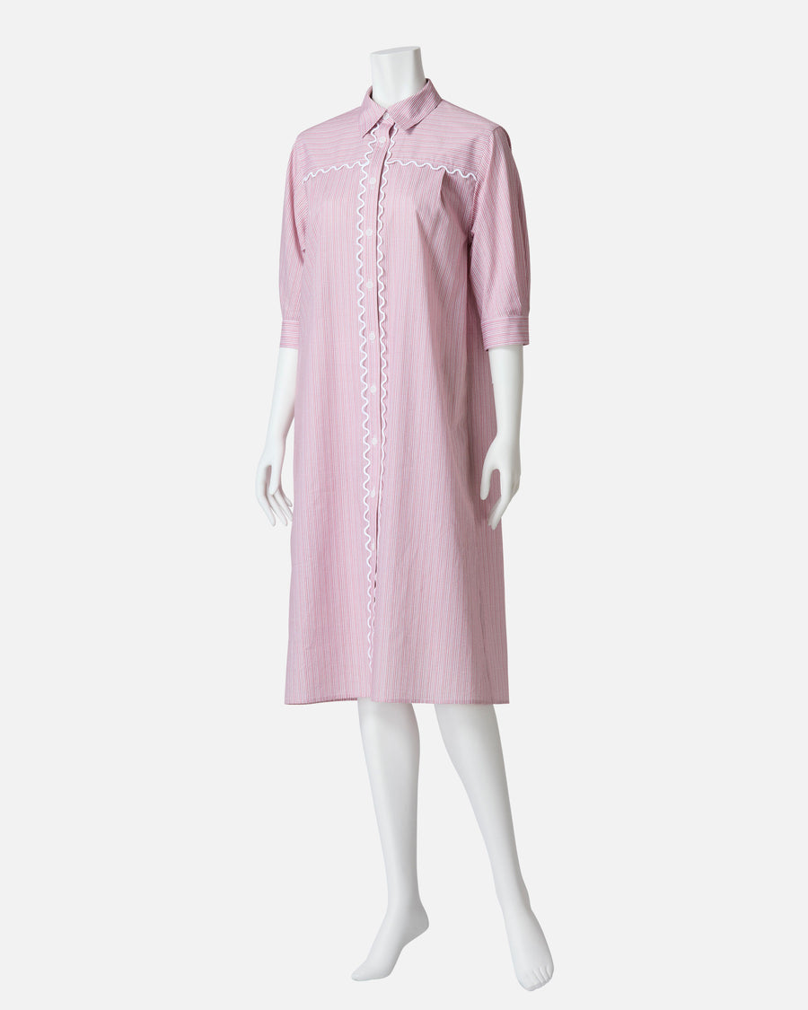 Geometric striped shirt dress