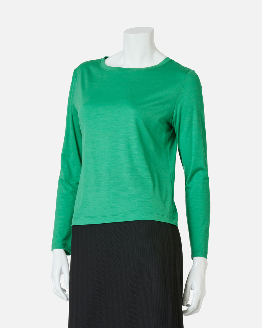 Wool jersey round neck blouse