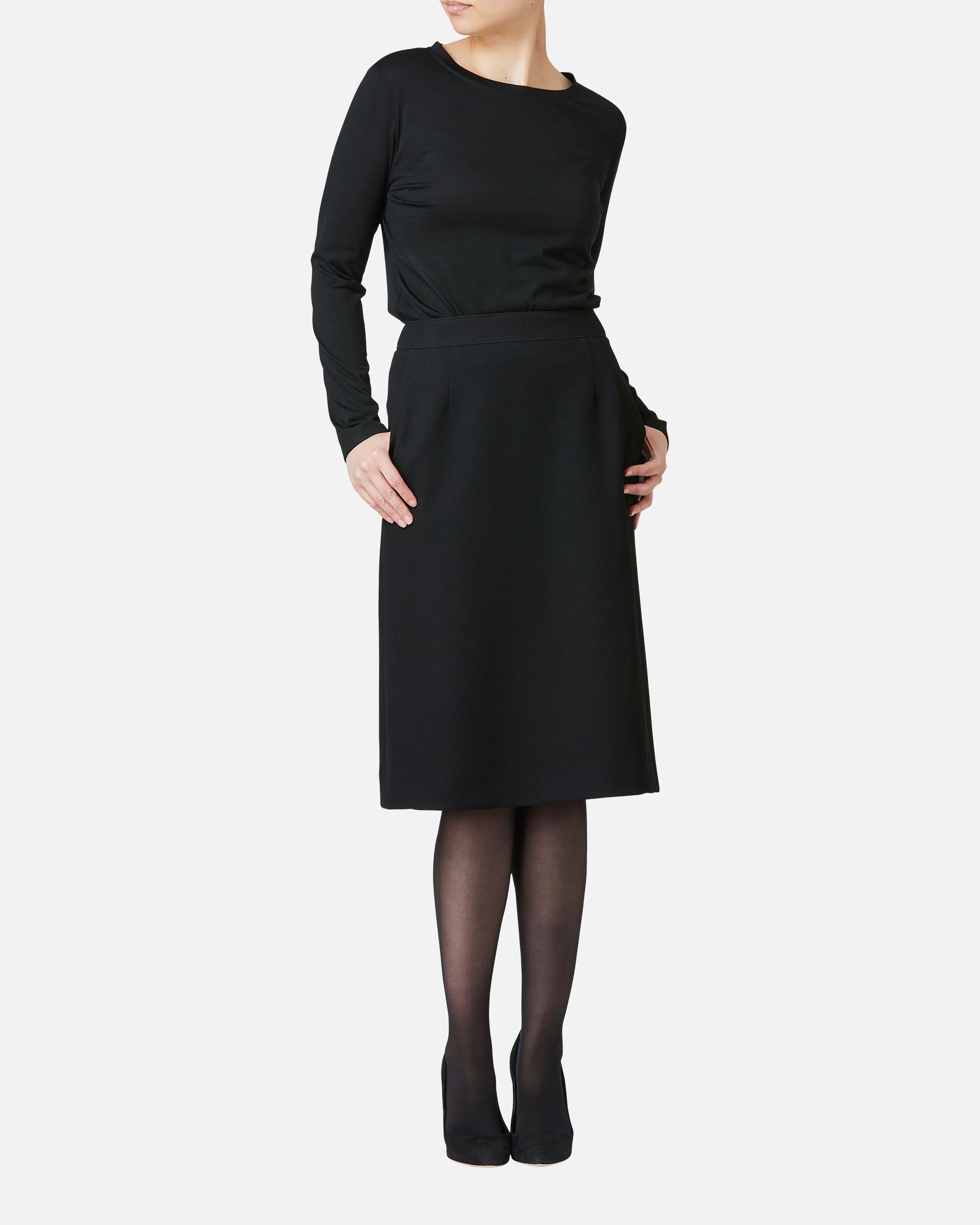Wool jersey round neck blouse
