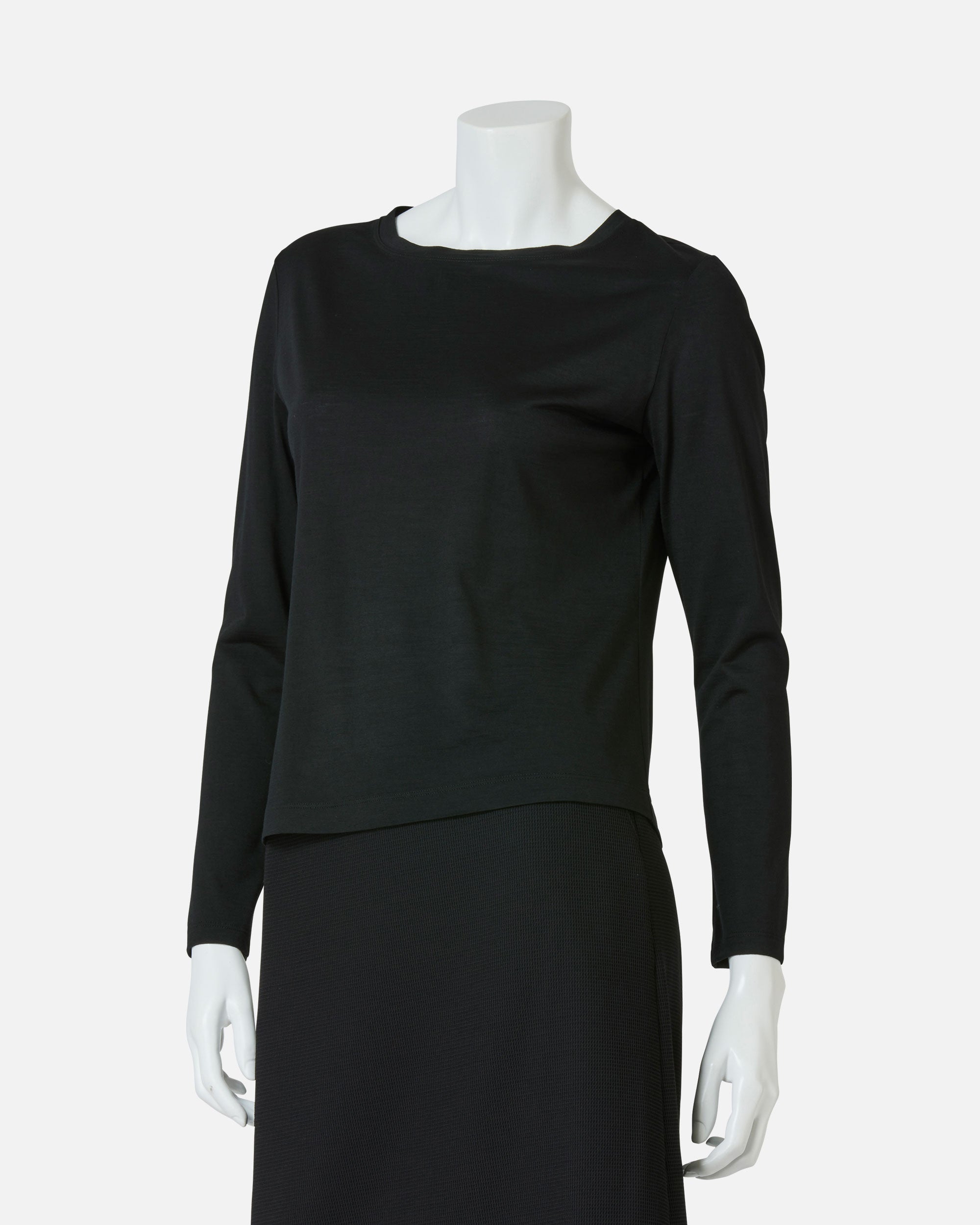 Wool jersey round neck blouse