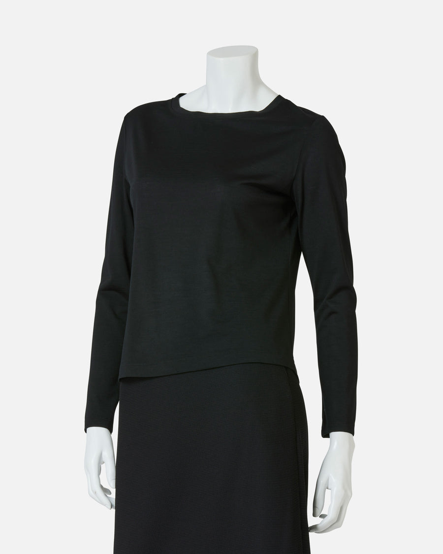 Wool jersey round neck blouse