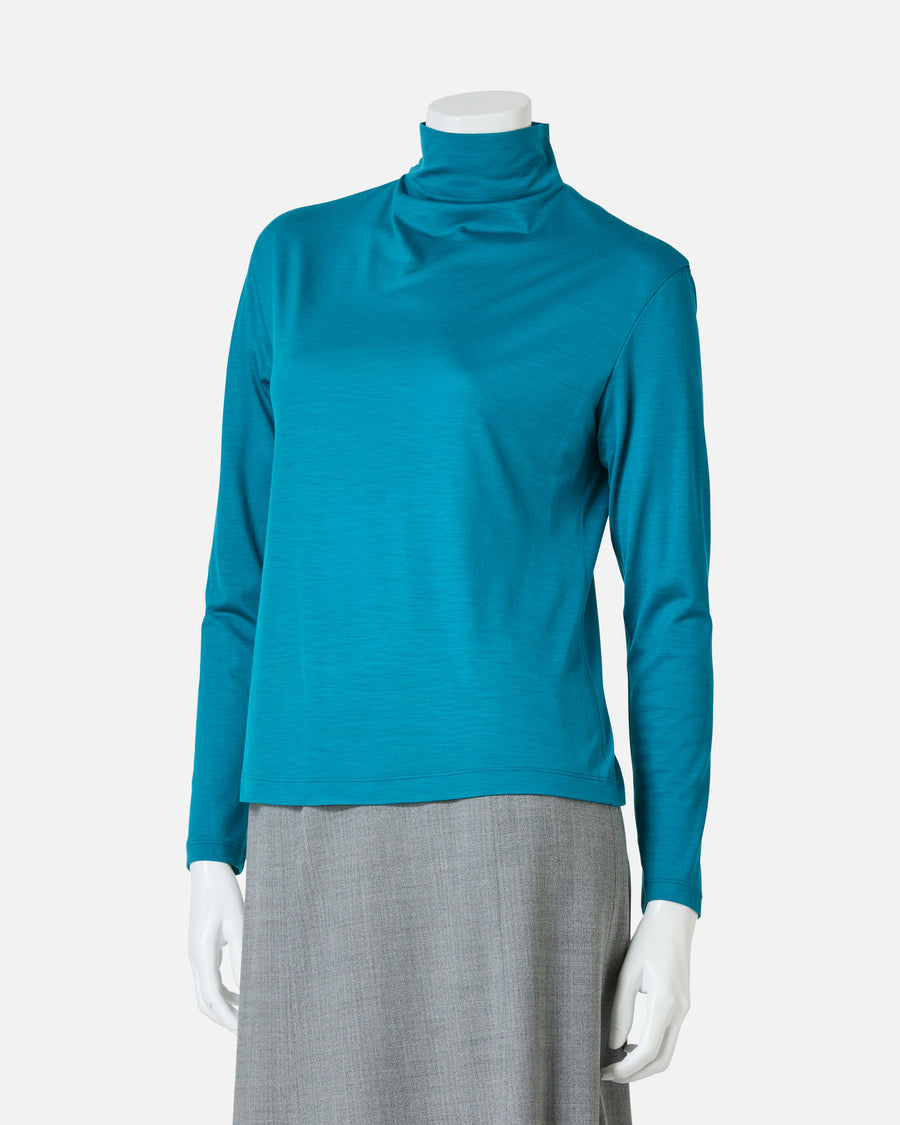 Wool jersey high neck blouse