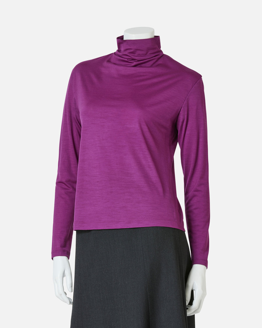 Wool jersey high neck blouse