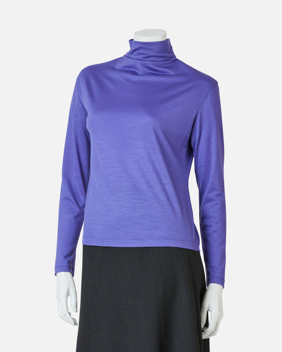Wool jersey high neck blouse