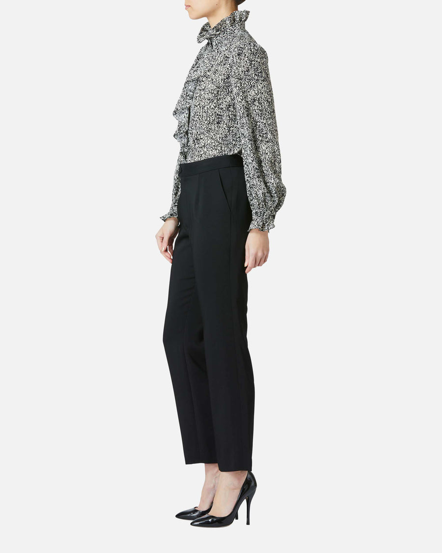 Stretch crepe tapered pants