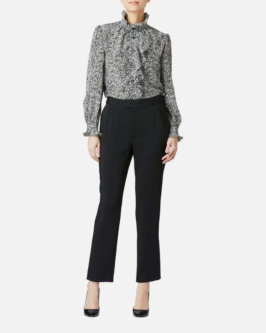 Stretch crepe tapered pants