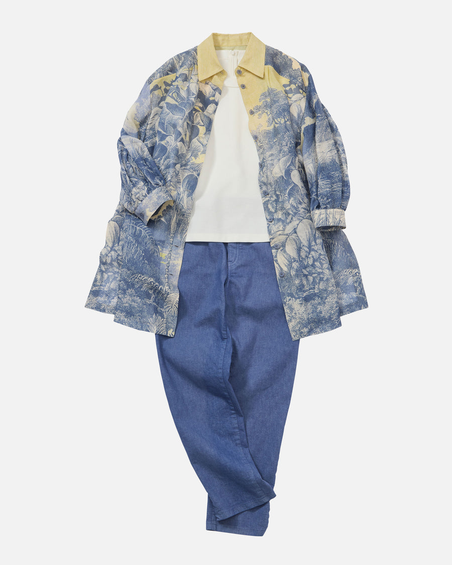 Linen lawn botanical print shirt