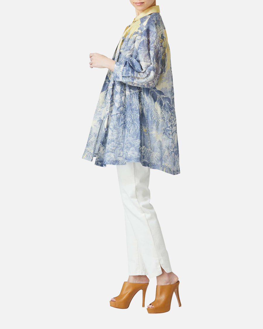 Linen lawn botanical print shirt