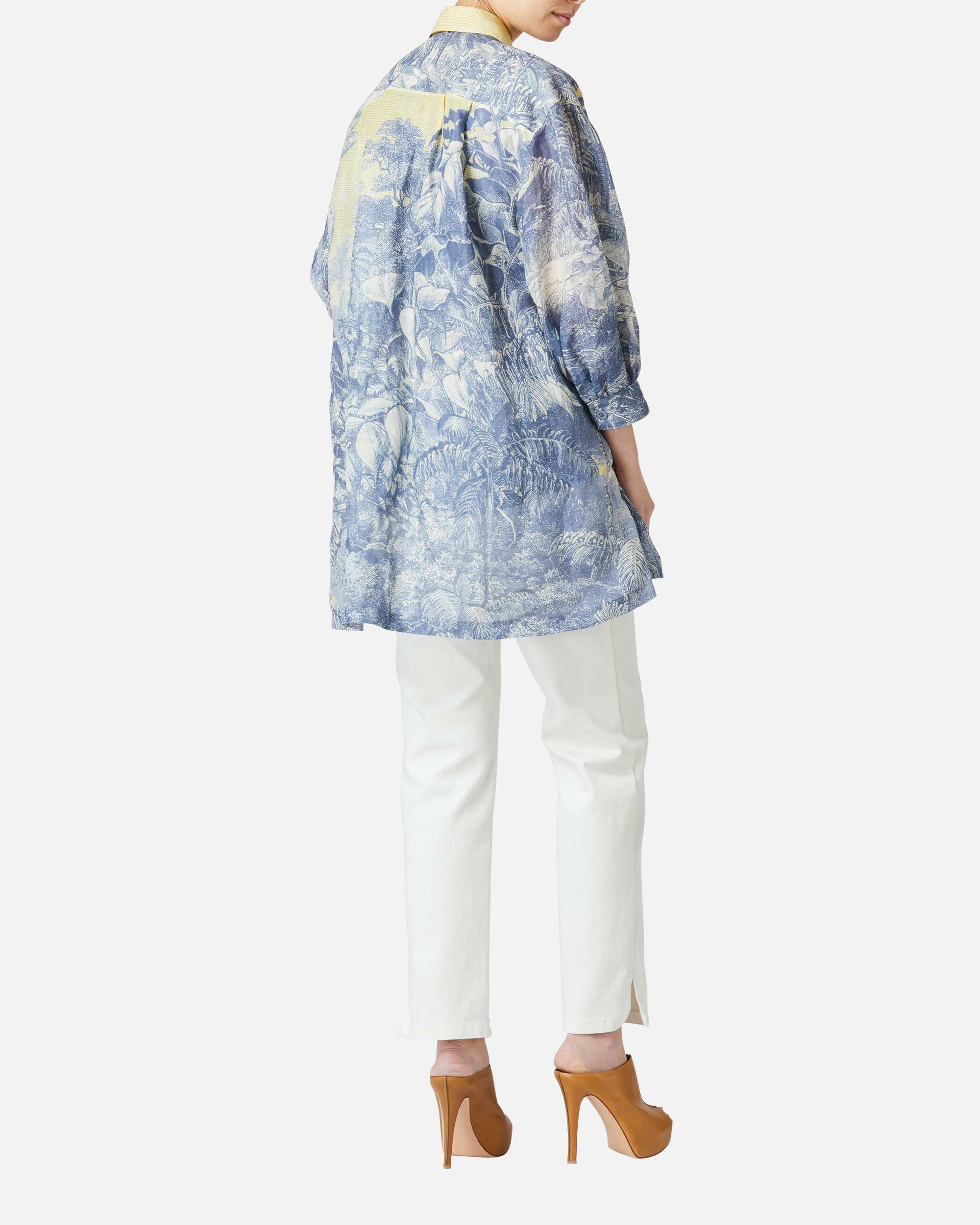 Linen lawn botanical print shirt