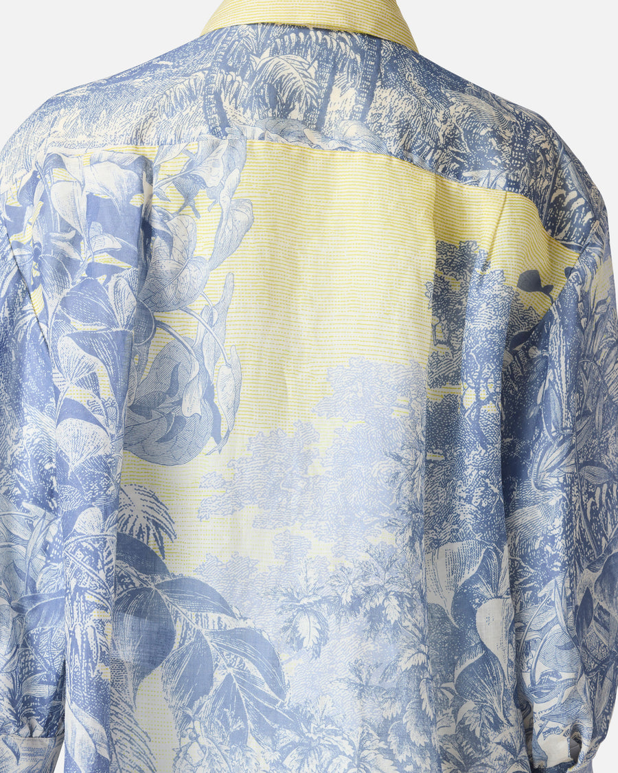 Linen lawn botanical print shirt