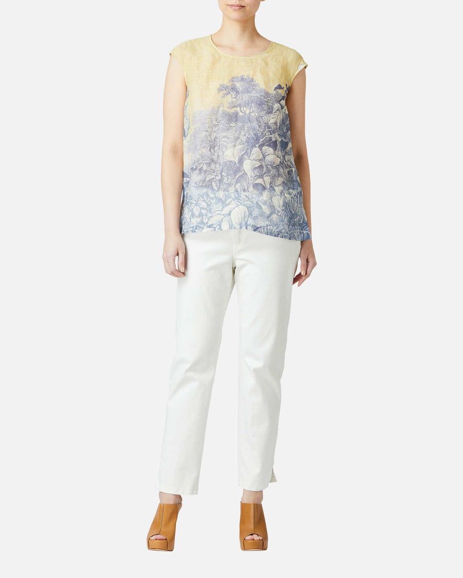 Linen lawn botanical print blouse