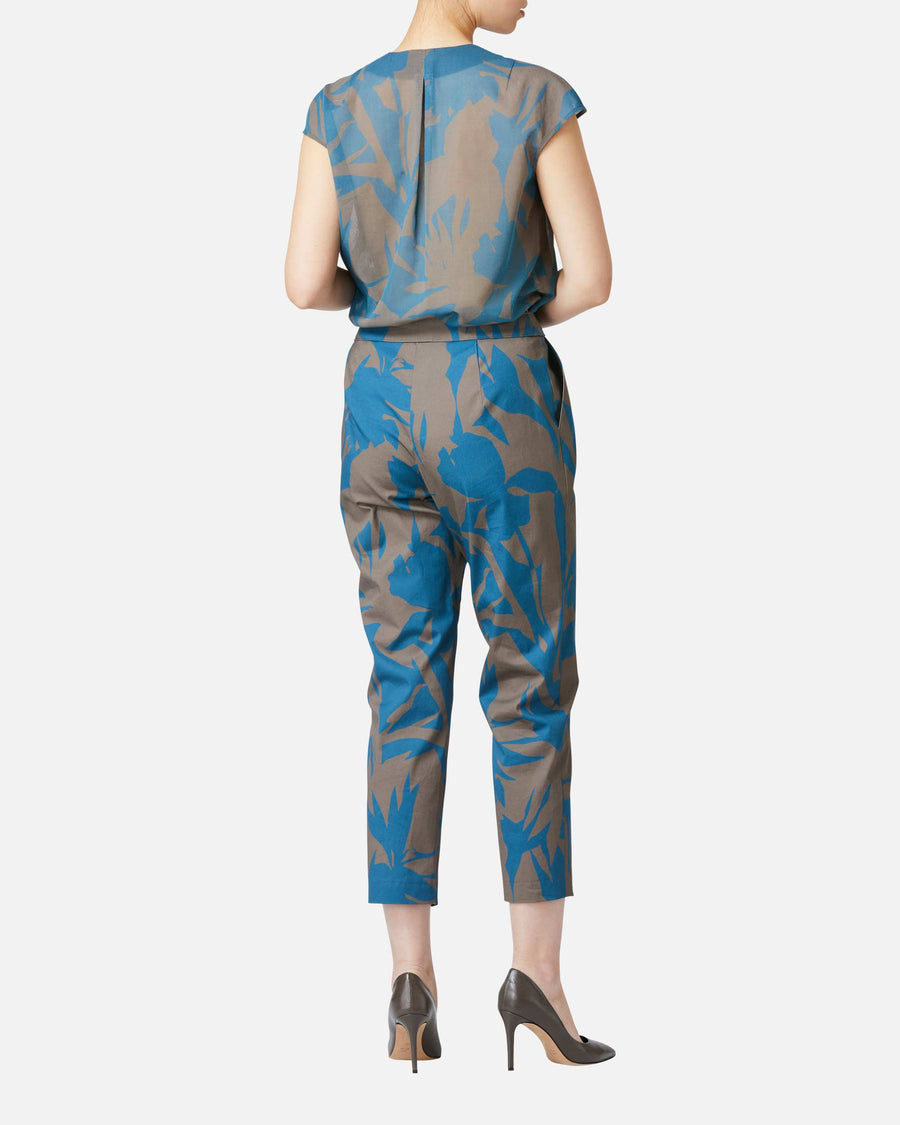 Botanical print cropped pants