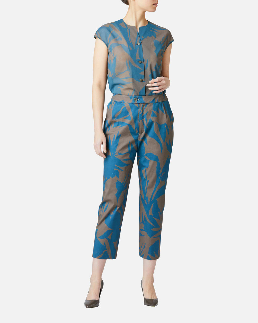 Botanical print cropped pants