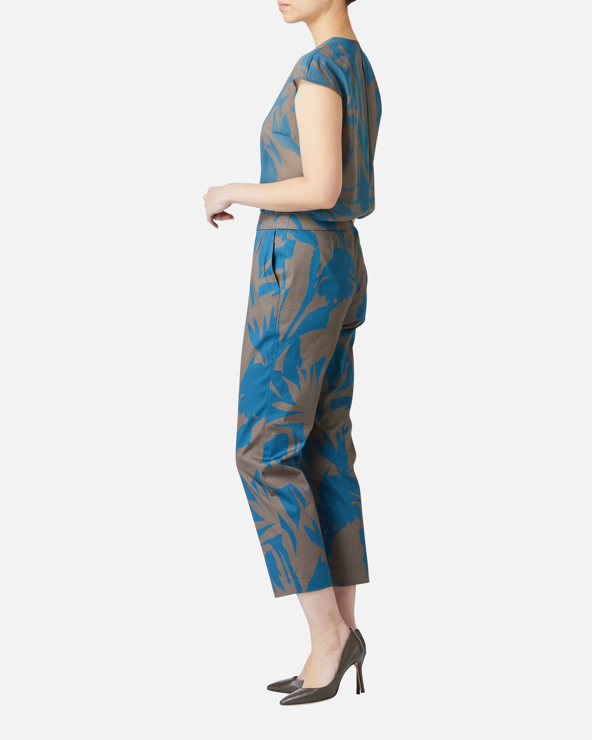 Botanical print cropped pants