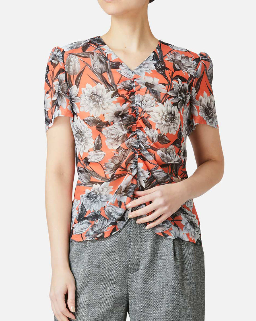 Floral print chiffon blouse