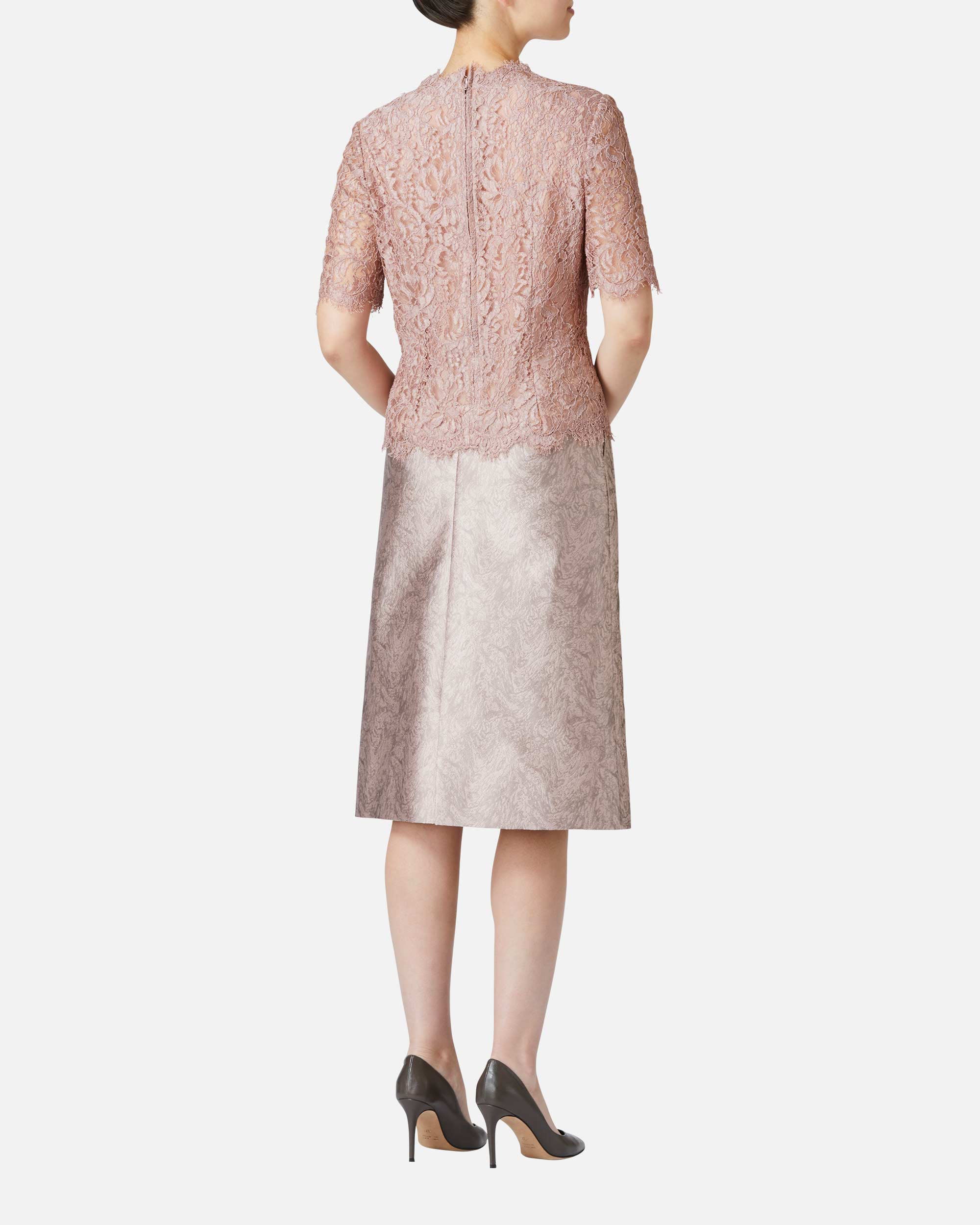 Floral jacquard semi-flared skirt