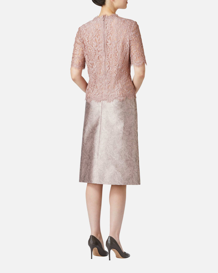 Floral jacquard semi-flared skirt