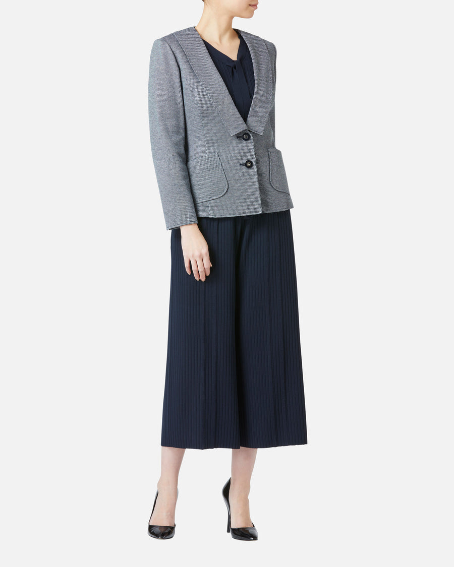 Semi-wide knit pants