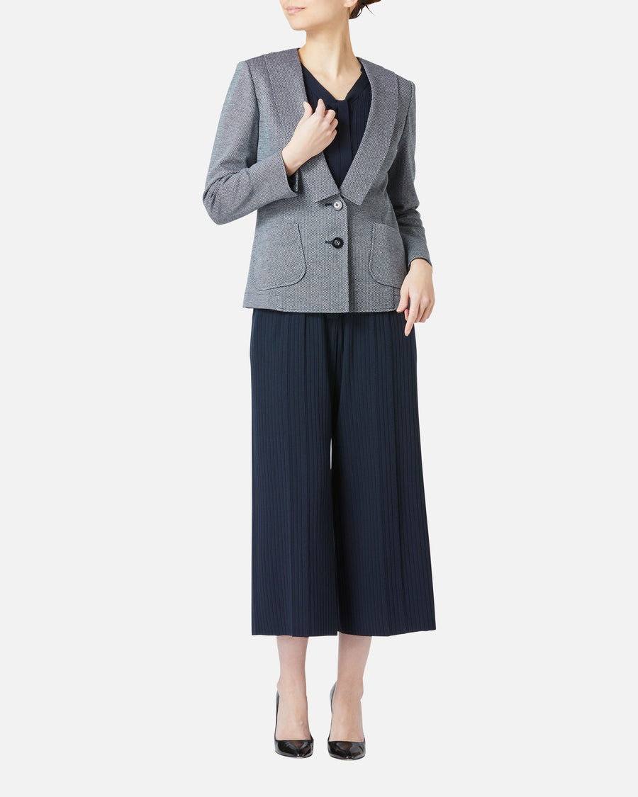 Semi-wide knit pants