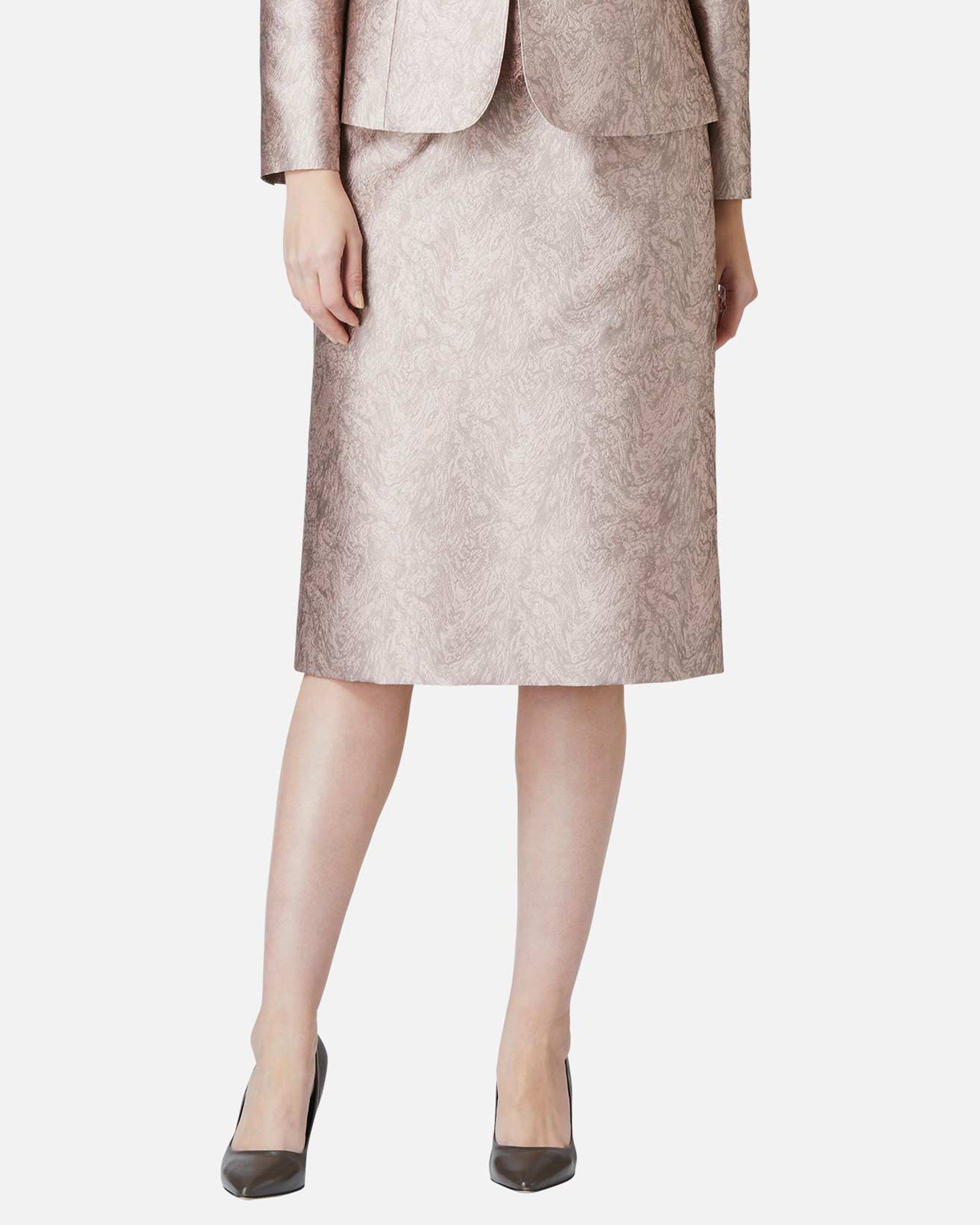 Floral jacquard semi-flared skirt