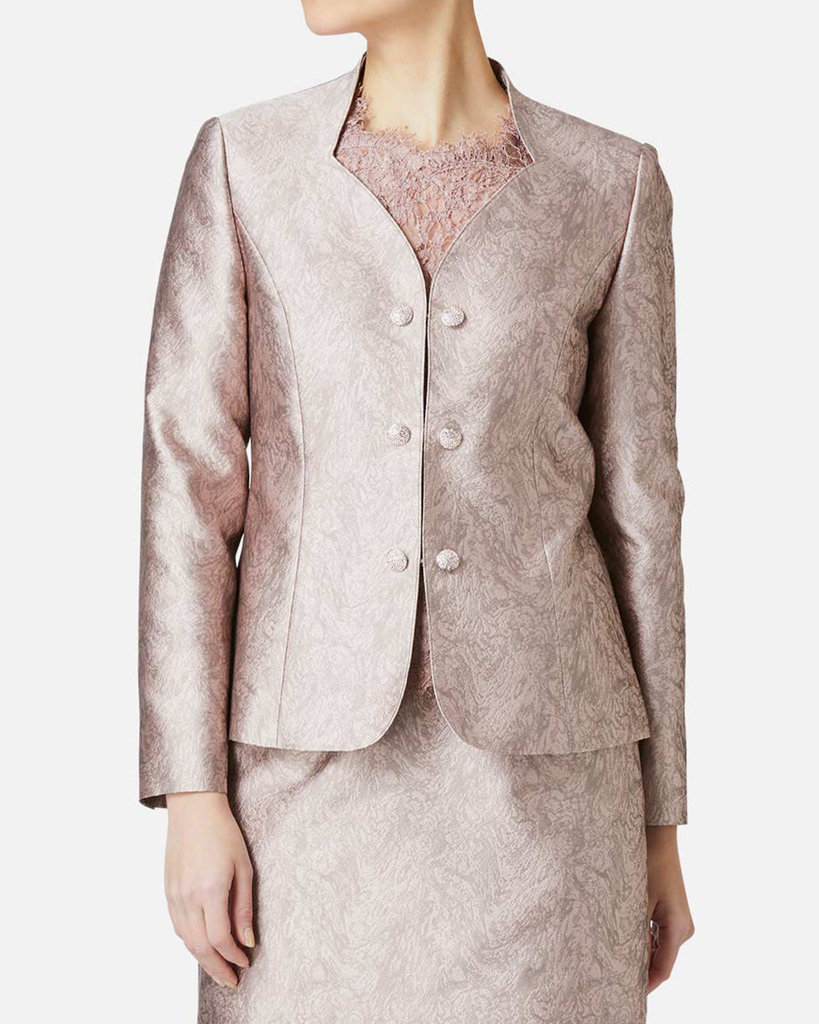 Heart neck collarless jacket