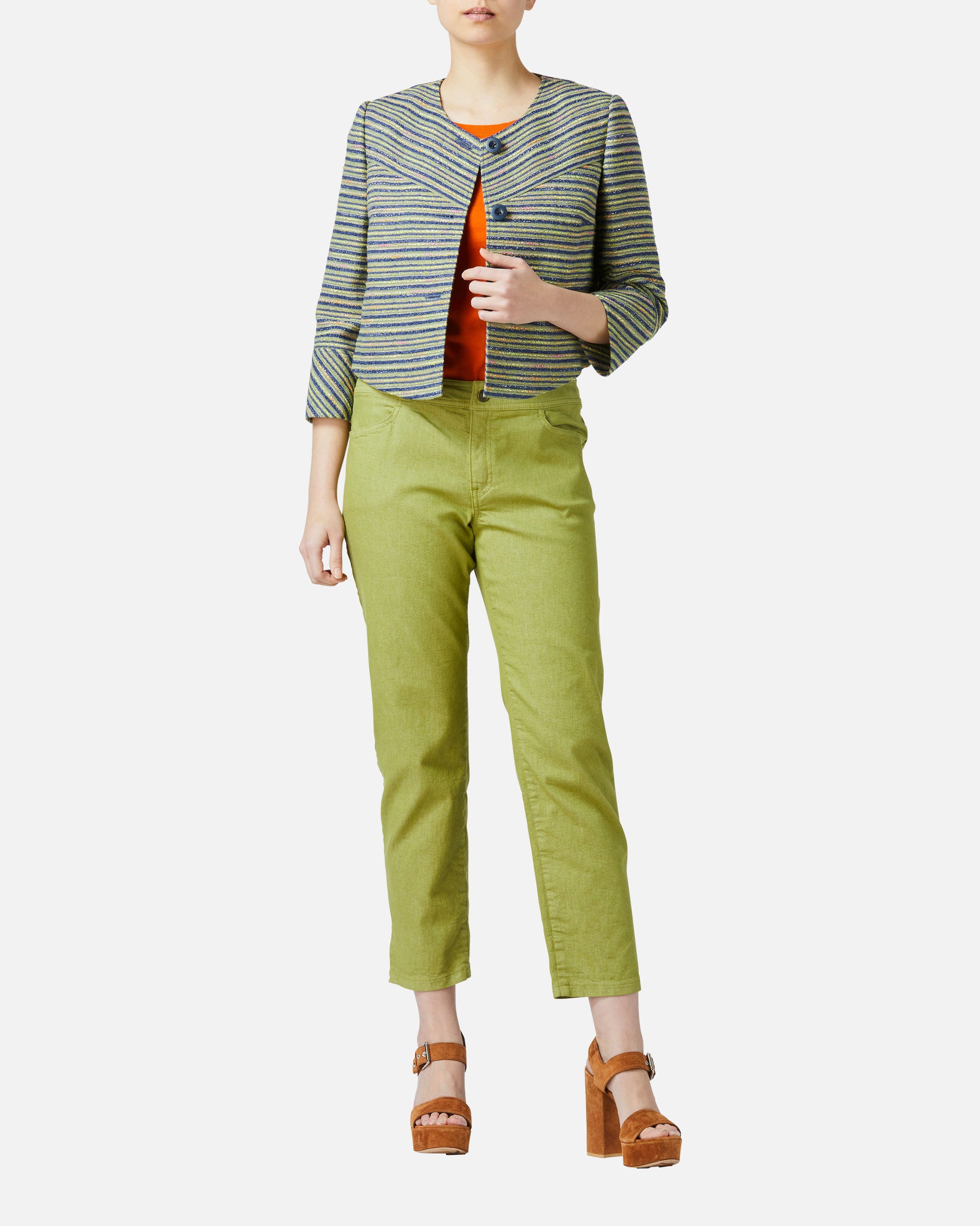 Colored denim cropped pants