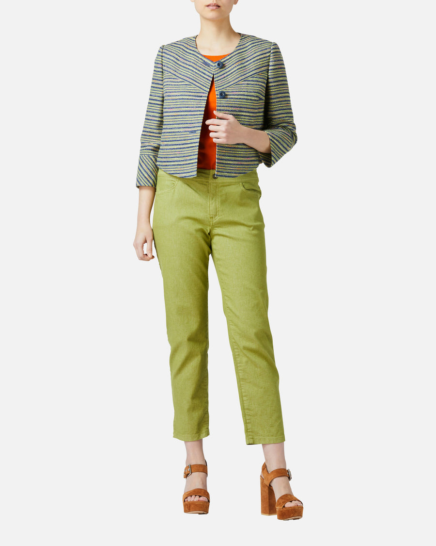 Colored denim cropped pants
