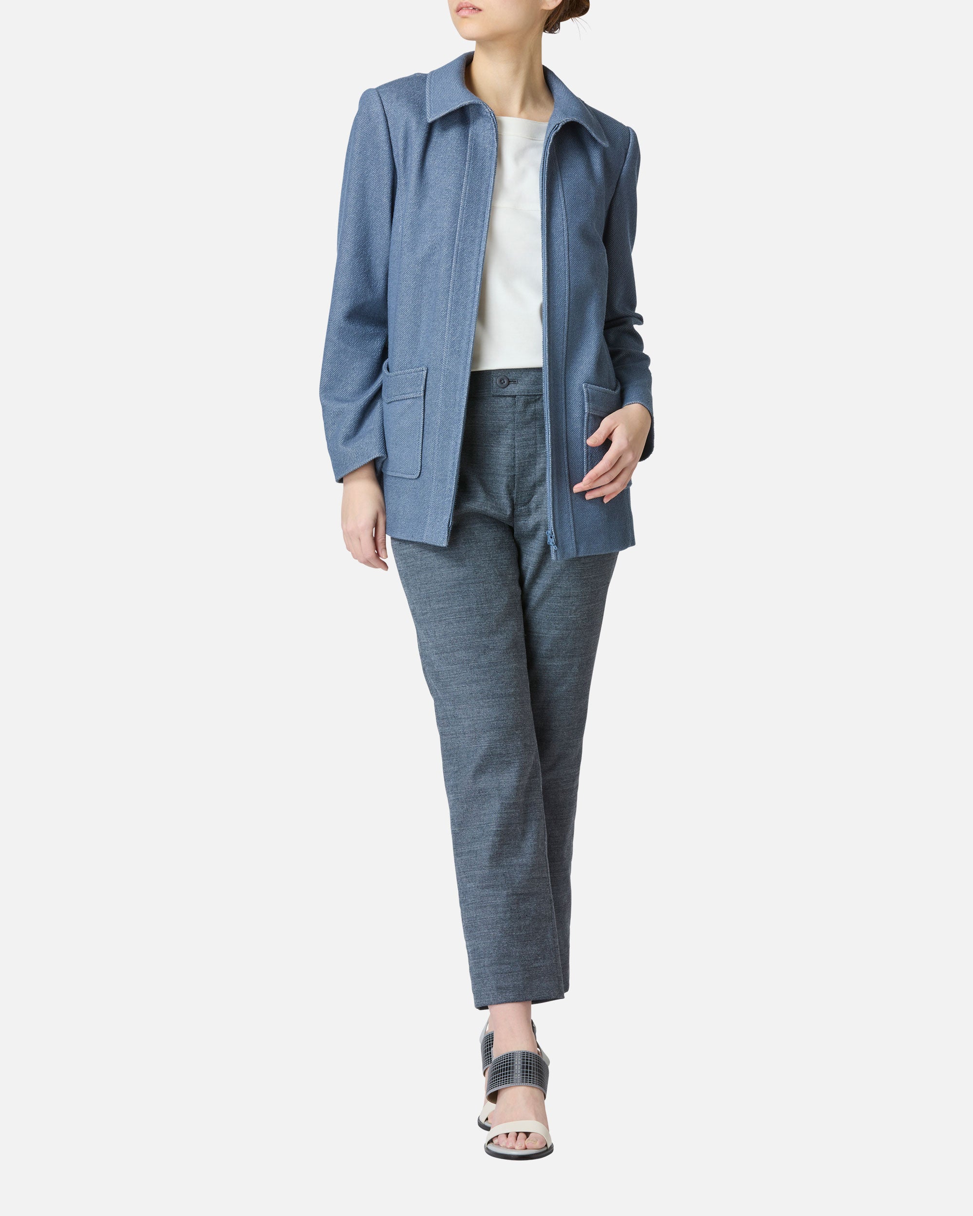 Shirt collar double jersey jacket