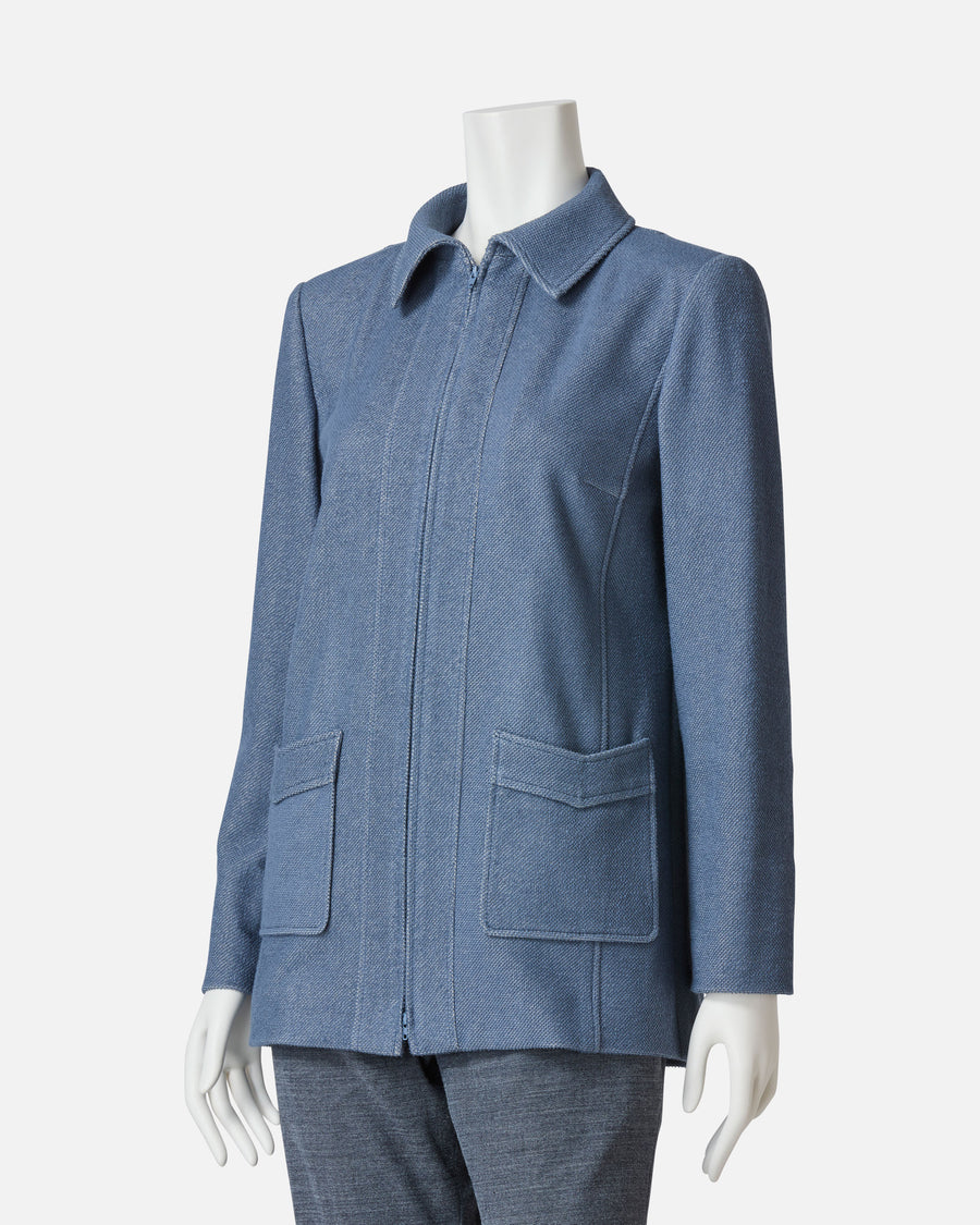 Shirt collar double jersey jacket