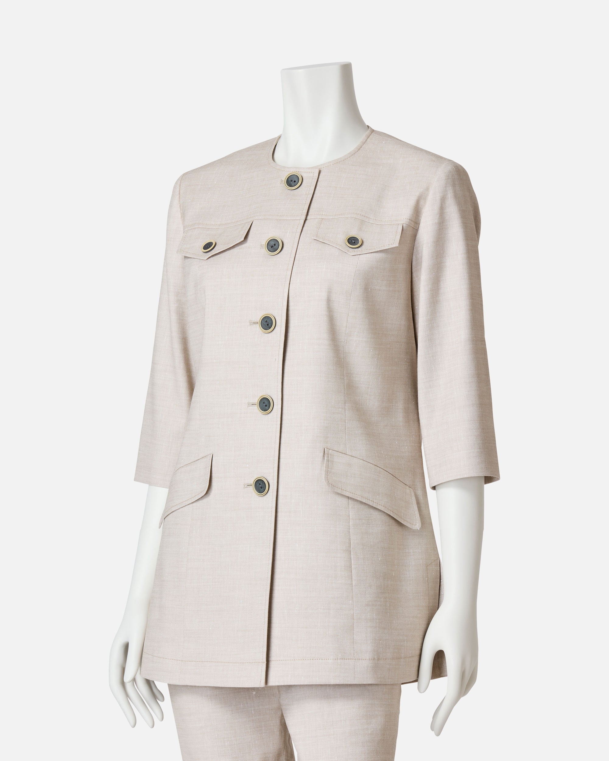 Natural stretch mid-length jacket