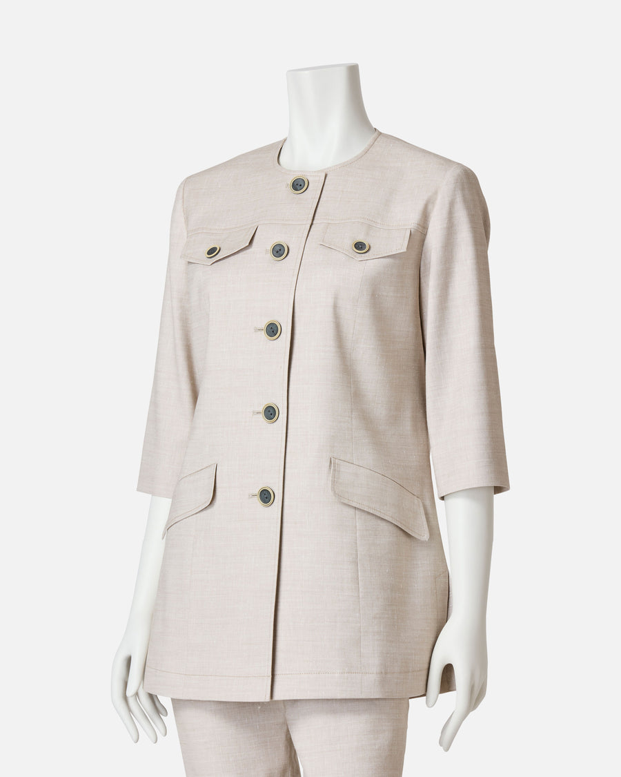 Natural stretch mid-length jacket