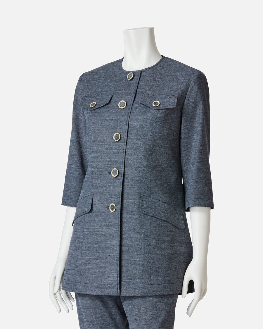 Natural stretch mid-length jacket